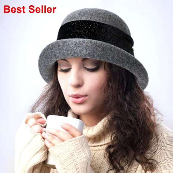 Vintage Wool Fedora Cloche Hat Packable Winter Accessory